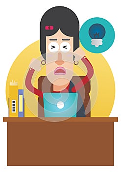woman stressed out at work. Vector illustration decorative design