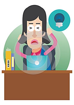 woman stressed out at work. Vector illustration decorative design
