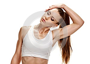 Woman stretching neck