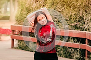 Woman stretching in the park