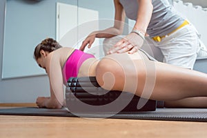 Woman stretching and relaxing in physical therapy exercise