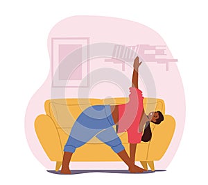 Woman Stretching or Yoga Exercises at Home. Fitness, Sport and Healthy Lifestyle. Girl Practicing Gymnastics Workout