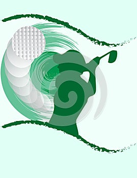 Woman Striking Golf Ball Silhouette Background