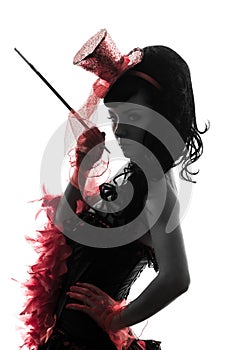 Woman stripper showgirl portrait silhouette photo