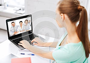 Woman or student having video interview on laptop