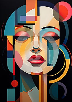 Woman style fashion young art female person portrait model abstract face illustration beauty