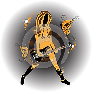 Woman with an stylized acustic gitar