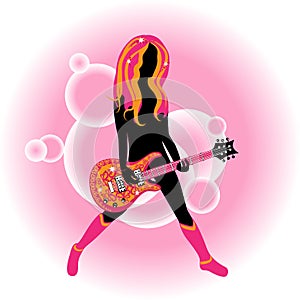 Woman with an stylized acustic gitar