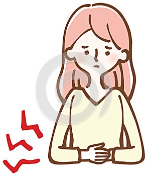 Woman suffering from abdominal pain illustration