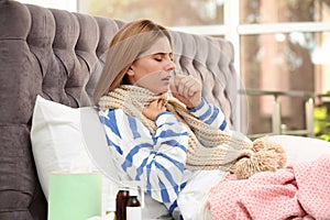 Woman suffering from cough and cold