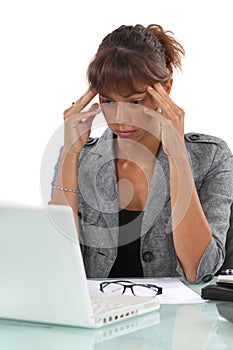 Woman suffering from a headache