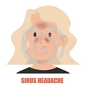 Woman suffering from headache caused by sinusitis