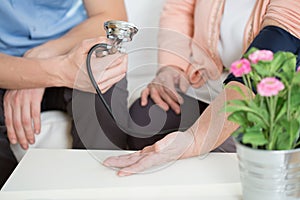 Woman suffering for hypertension