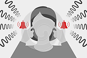 Woman is suffering from tinnitus photo