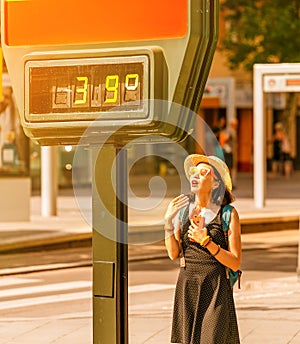 Woman suffers from heat and sunstroke photo