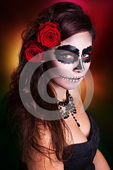 Woman with sugar skull make-up