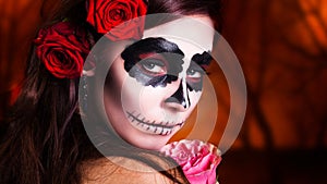 Woman with sugar skull make-up