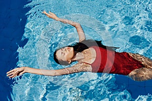Woman summer female blue water pool