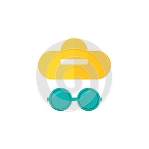 Woman summer hat and sun glasses vector illustration.