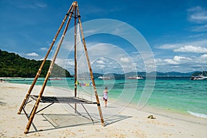 Woman summer travel at Hey island, Phuket