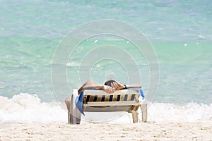 Woman sunbathing