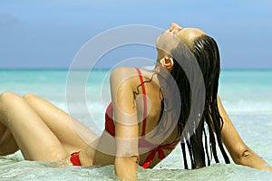 Woman sunbathing