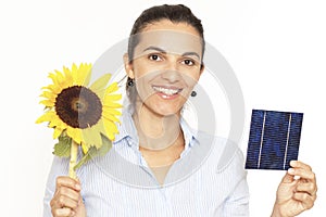 Woman sunflower solar cell