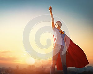 Woman in superhero costume