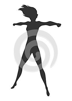 Woman superhero silhouette. Business woman revealed as super hero. Female power concept isolated on white background