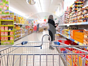 Woman at the supermarket with trolley