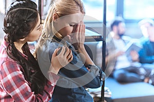 Woman supporting her girlfriend in depression