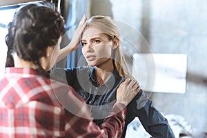 Woman supporting her girlfriend in depression