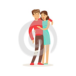 Woman supporting an injured young man with damage leg, first aid vector Illustration