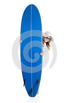 Woman with a surfboard