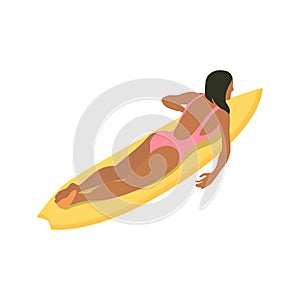 Woman Surfboard Swimming Composition