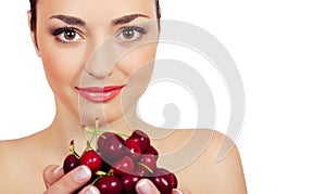 Woman with a sweet cherry