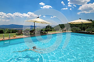 Woman in a swimming pool