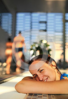 Woman at swimming pool