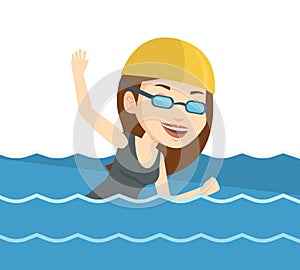 Woman swimming vector illustration.