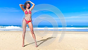 Woman swimsuit on beach