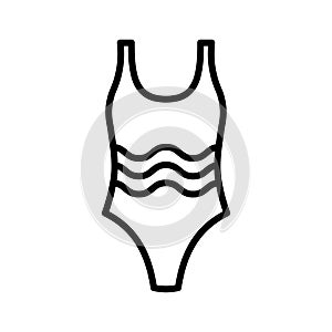 Woman swimsuit icon. Female one-piece swimsuit. Pictogram isolated on a white background