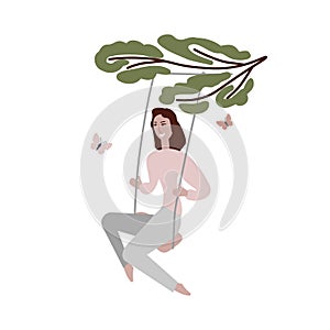 Woman swing illustration