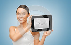 Woman with tablet pc and envelope icon