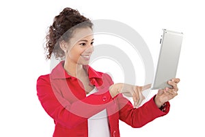 Woman with tablet PC