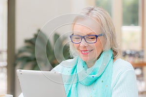 Woman tablet technology