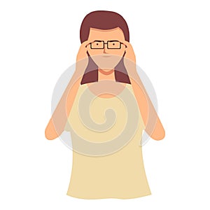 Woman take glasses icon cartoon vector. Care visual eye