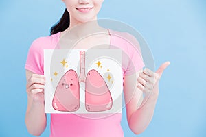 Woman take health lung billboard