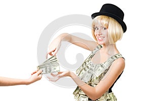 Woman take money