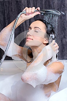 Woman Takes Bath