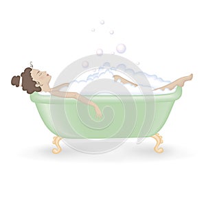 Woman taking a bath with foam